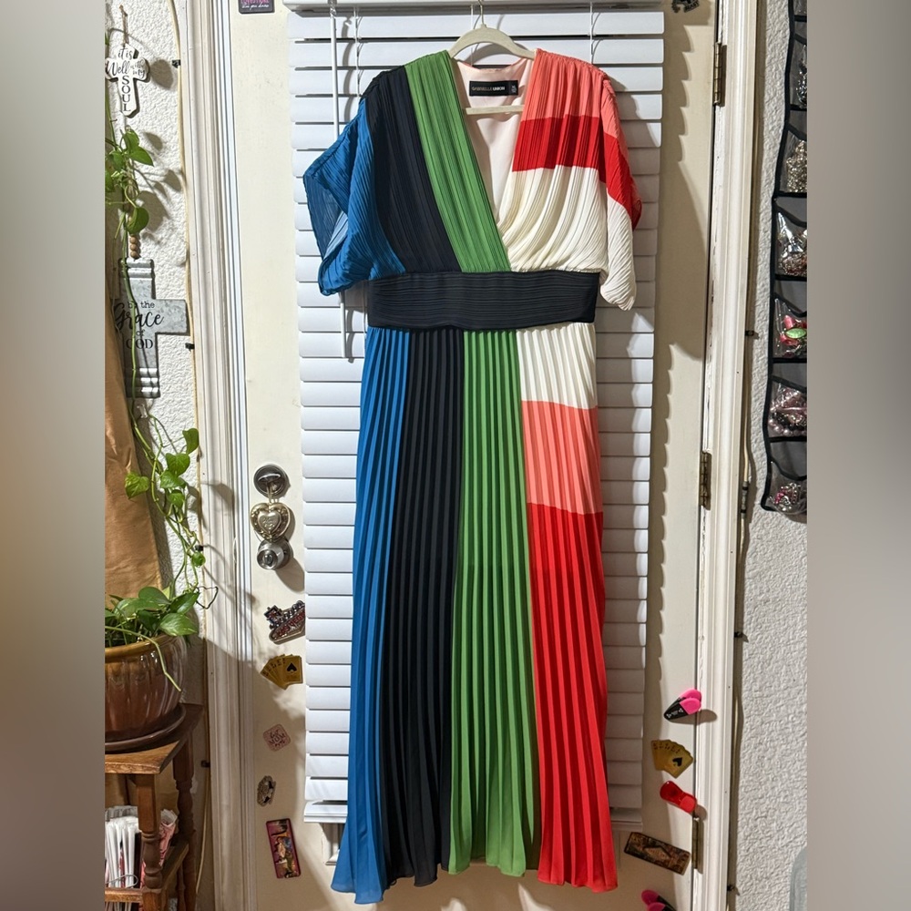 Multicolor Pleated Maxi Dress